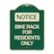Signmission Bike Rack for Residents Only Heavy-Gauge Aluminum Architectural Sign, 24" x 18", G-1824-24307 A-DES-G-1824-24307 - alternate 1